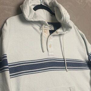 AMERICAN EAGLE | LARGE Men TERRY REVERSE WEAVE HOODED SHIRT | BLUE WHITE
